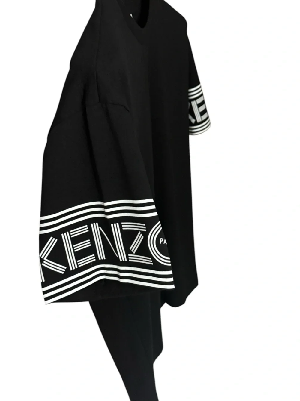 KENZO Paris Logo Cuff Cotton T-Shirt Black - Slim Fit Size M - Picture 3 of 10